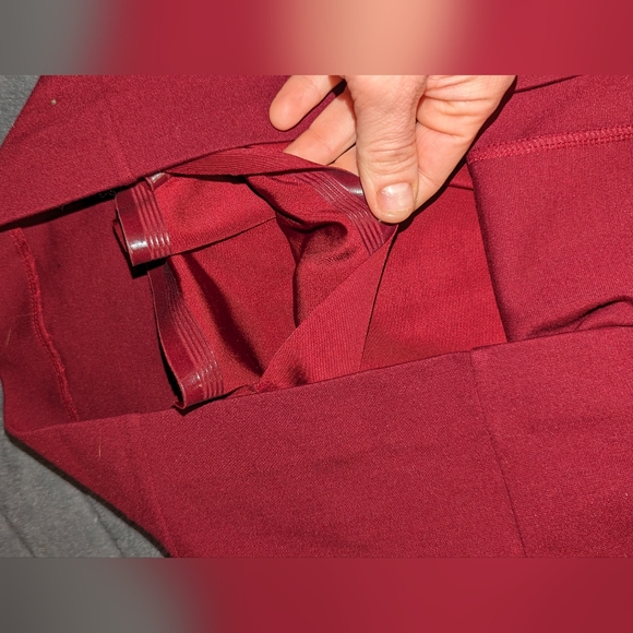 Nue by Shani Wine Colored Dress Brown Faux Leather Shape Wear Dress 14 - Picture 5 of 6